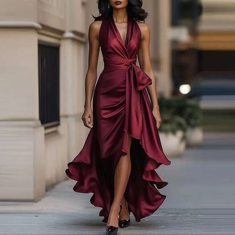 Off-Shoulder Asymmetric Maxi Dress for Women