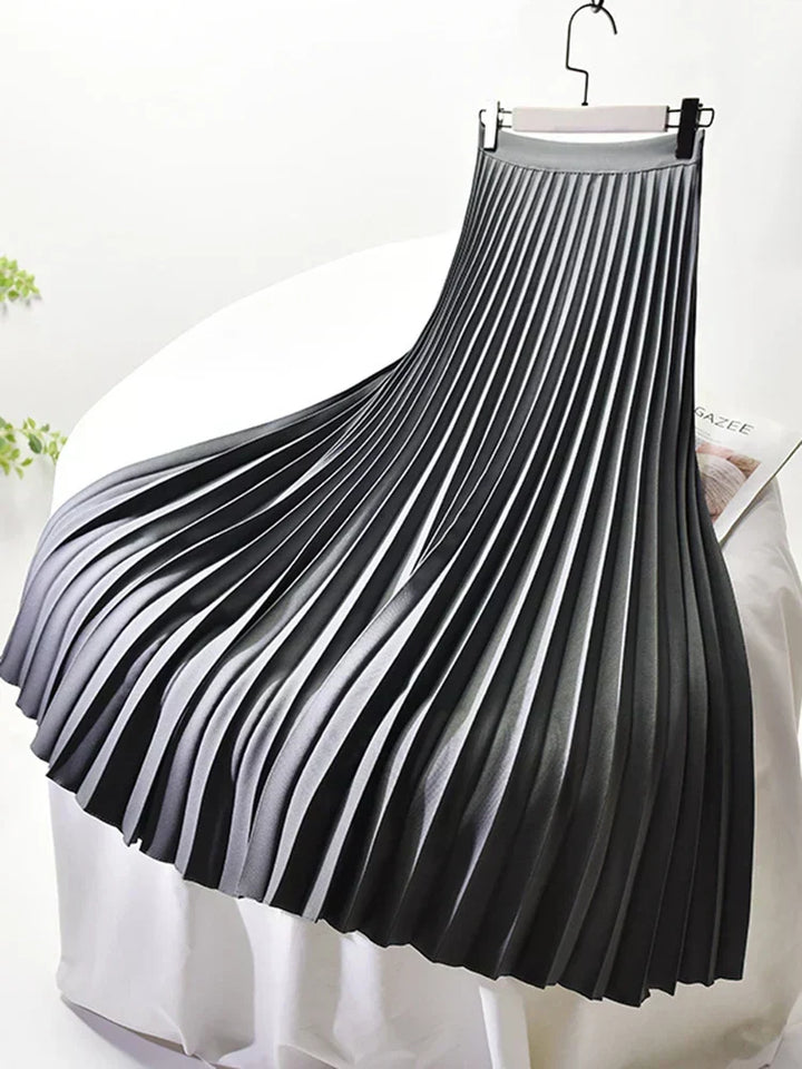 Pleated Elastic Waist Midi Skirt for Women