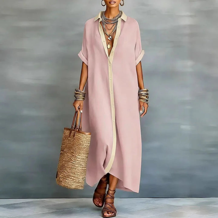 Button Front Maxi Shirt Dress for Women