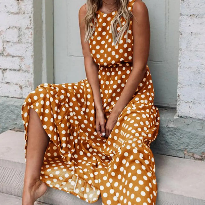 Chic Polka Dot Maxi Dress for Women with Comfortable Fit