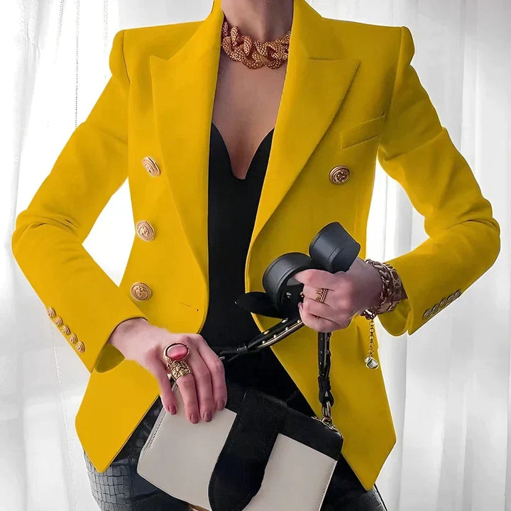 Double-Breasted Gold Button Blazer for Women