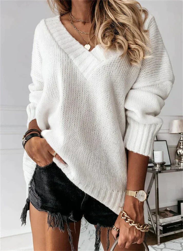 Soft V-Neck Knit Sweater for Women