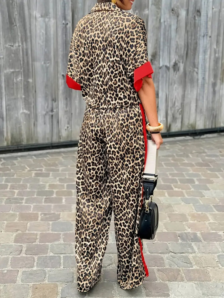 Leopard Print Wide Leg Jumpsuit for Women