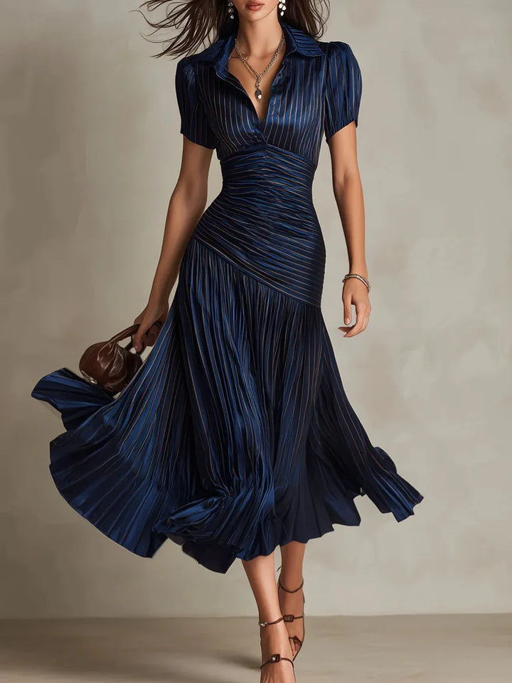 Satin High Waist Shirt Midi Dress for Women