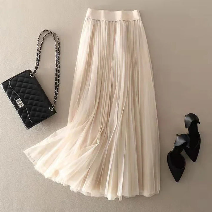 Pleated High Waist Midi Skirt for Women