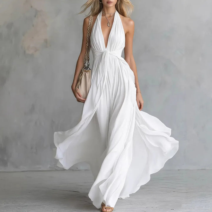 Halter Neck Maxi Dress with Slit for Women