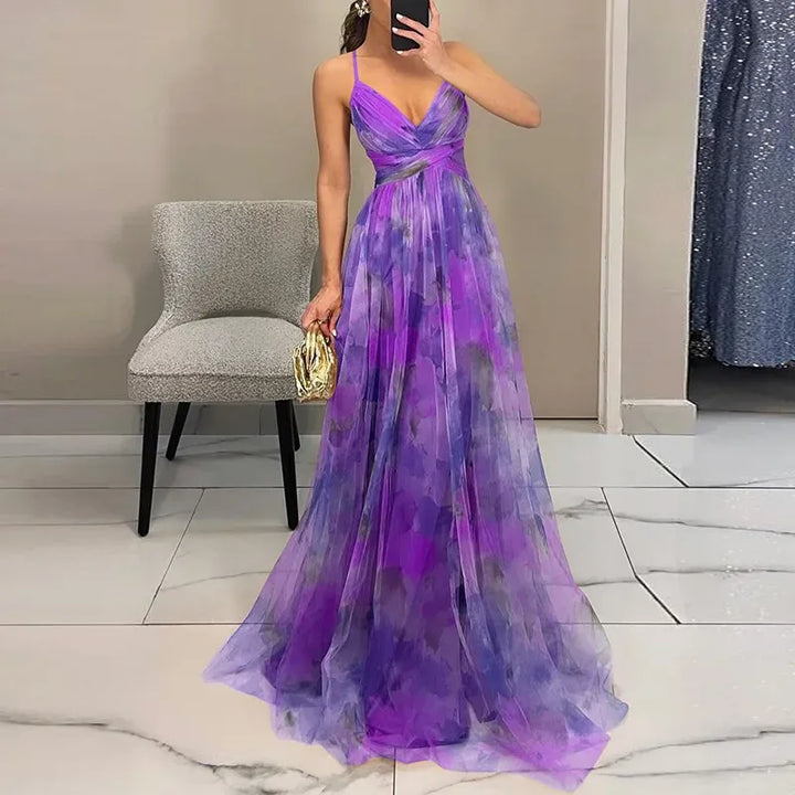 V-Neck Evening Maxi Dress for Women