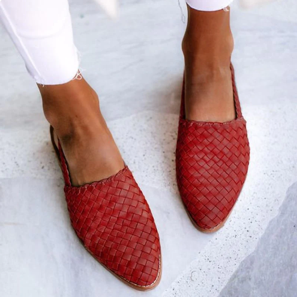 Woven Leather-Look Loafers for Women