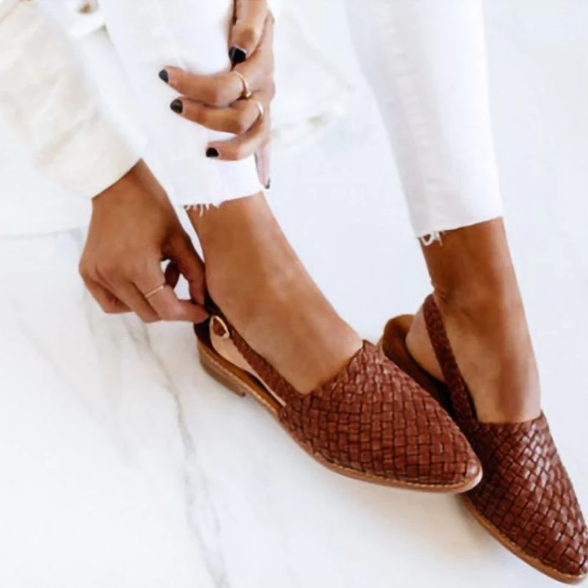 Woven Leather-Look Loafers for Women
