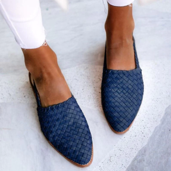 Woven Leather-Look Loafers for Women