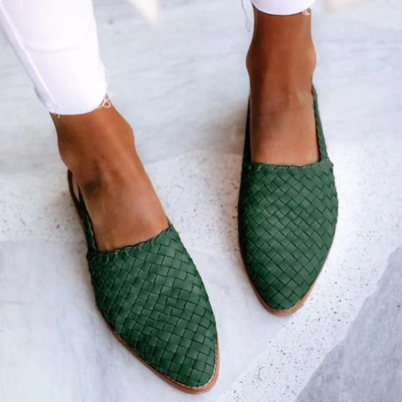 Woven Leather-Look Loafers for Women