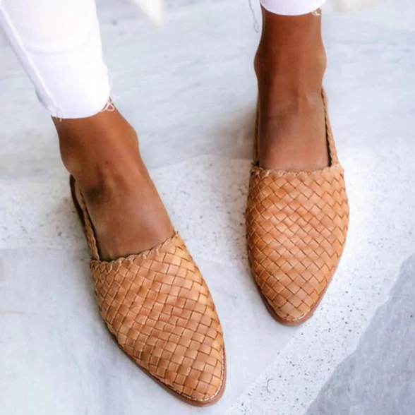 Woven Leather-Look Loafers for Women