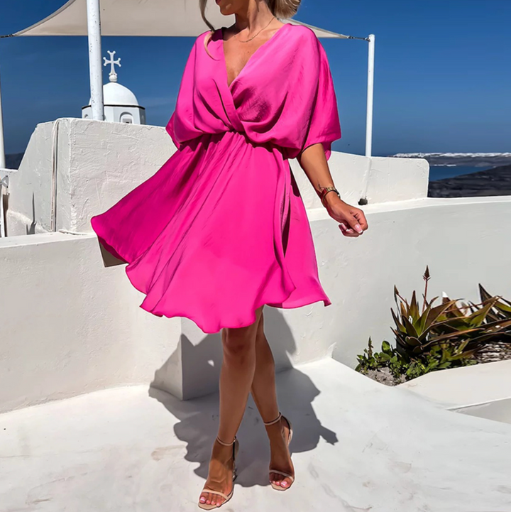 Short Sleeve Wrap Mini Dress for Women