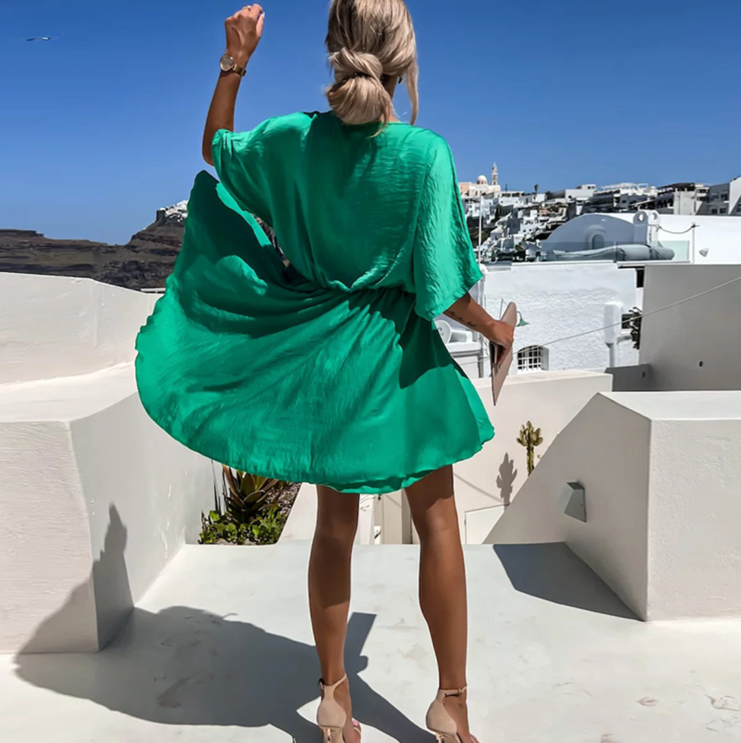 Short Sleeve Wrap Mini Dress for Women