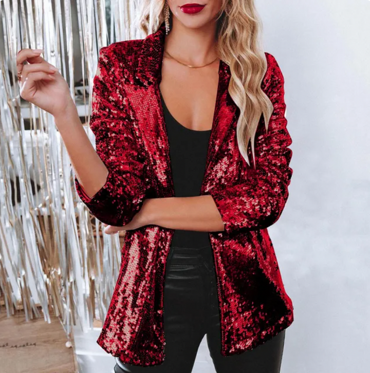 Sequin Open-Front Blazer for Women