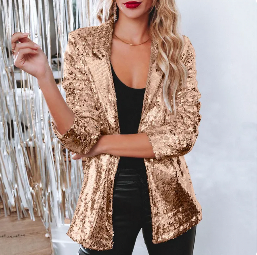 Sequin Open-Front Blazer for Women