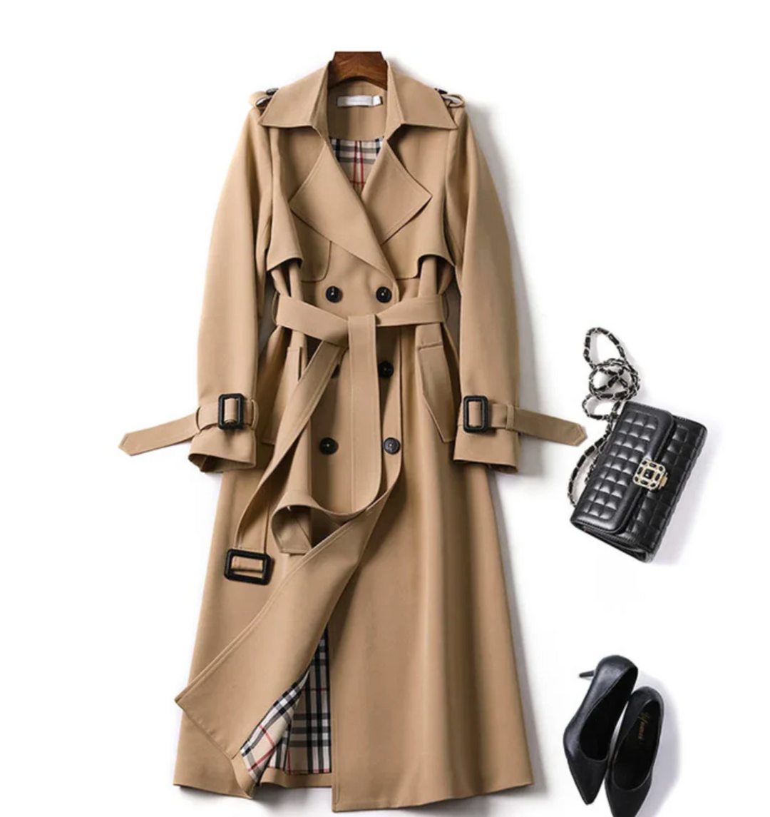 Belted Double-Breasted Trench Coat for Women