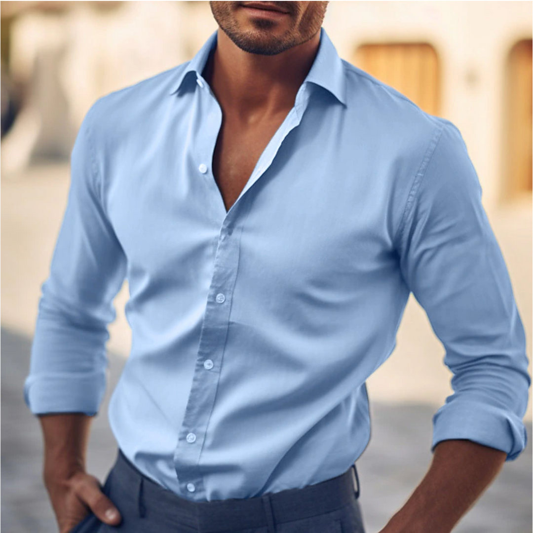 Classic Long Sleeve Button-Up Shirt for Men