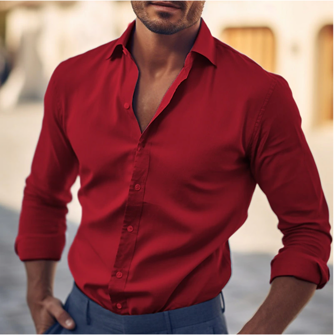 Classic Long Sleeve Button-Up Shirt for Men
