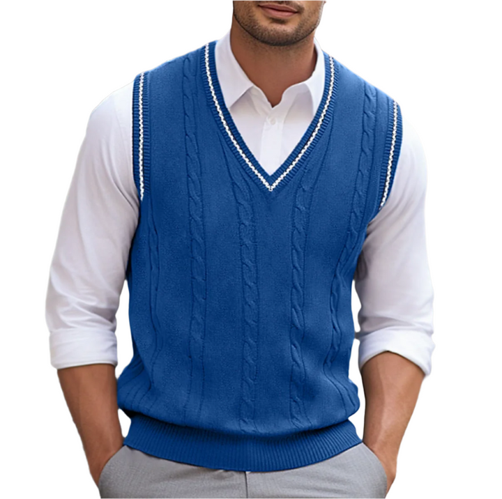 Textured V-Neck Knit Vest for Men