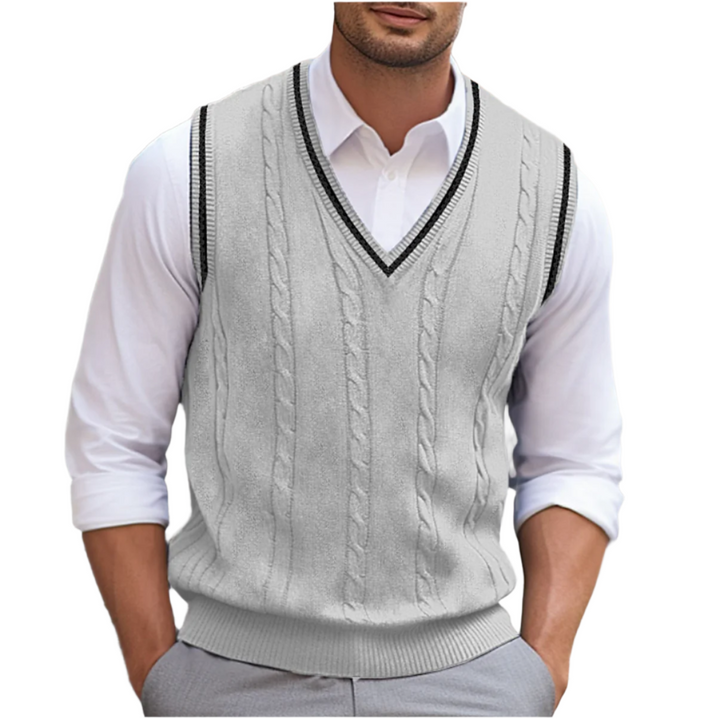 Textured V-Neck Knit Vest for Men