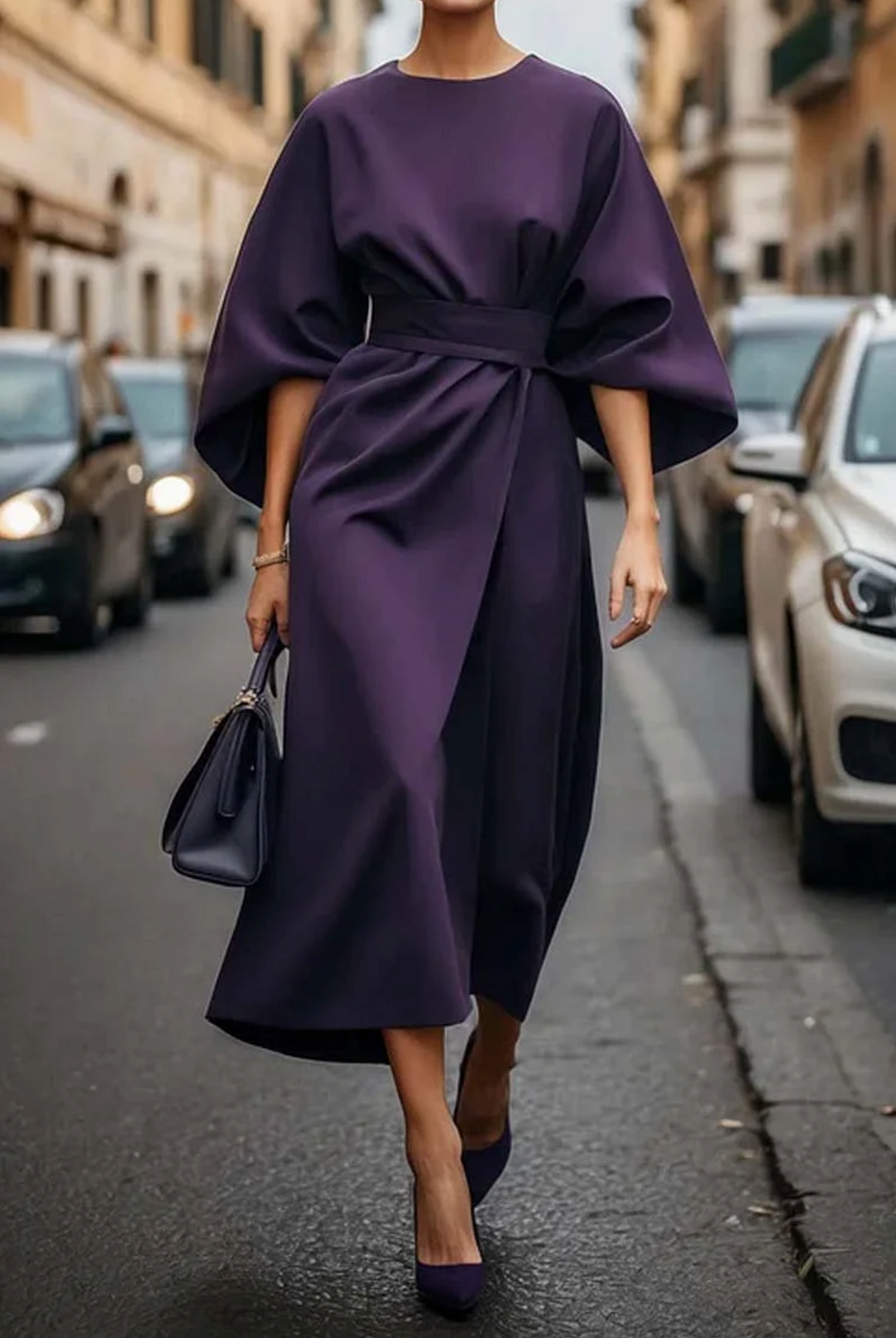 Structured Flowy Midi Dress for Women