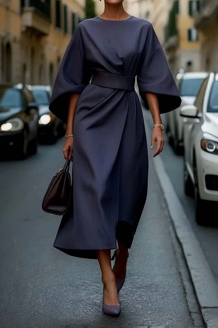 Structured Flowy Midi Dress for Women