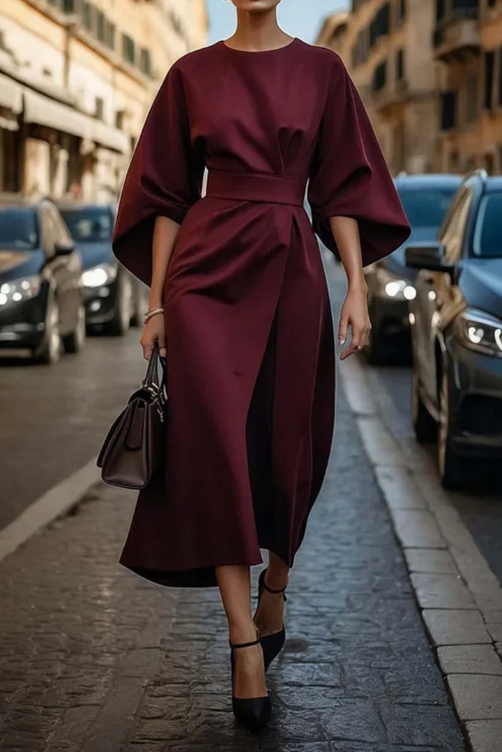 Structured Flowy Midi Dress for Women