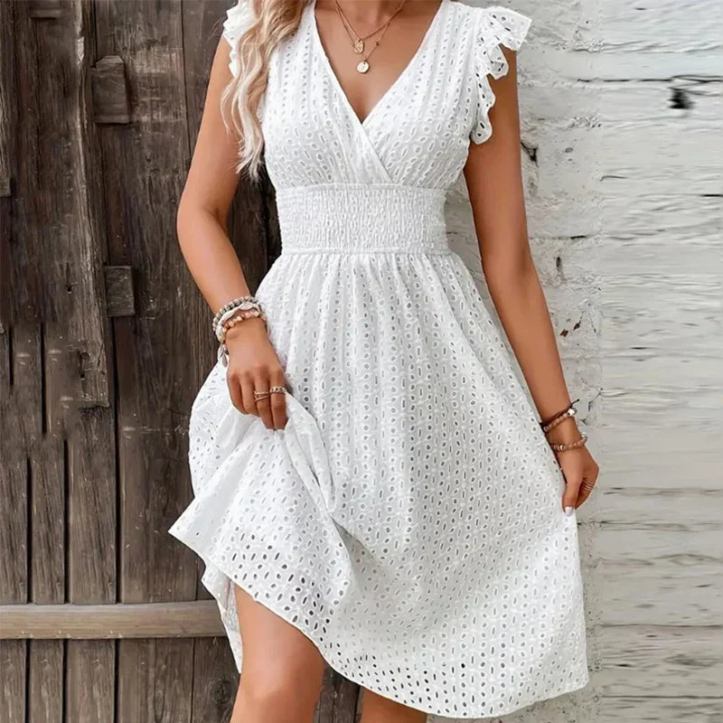 V Neck Ruffle Dress for Women