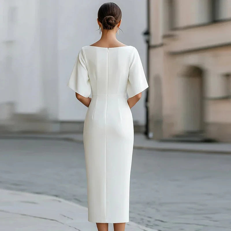 Boat Neck Midi Dress for Women