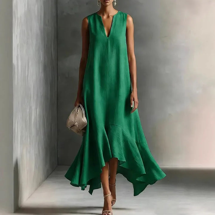 V-Neck Ruffle Hem Maxi Dress for Women