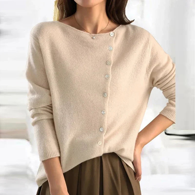 Lightweight Buttoned Stretch Sweater for Women