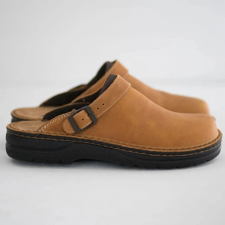 Vegan Leather Buckle Clogs for Men