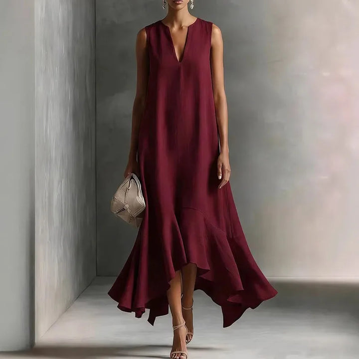 V-Neck Ruffle Hem Maxi Dress for Women