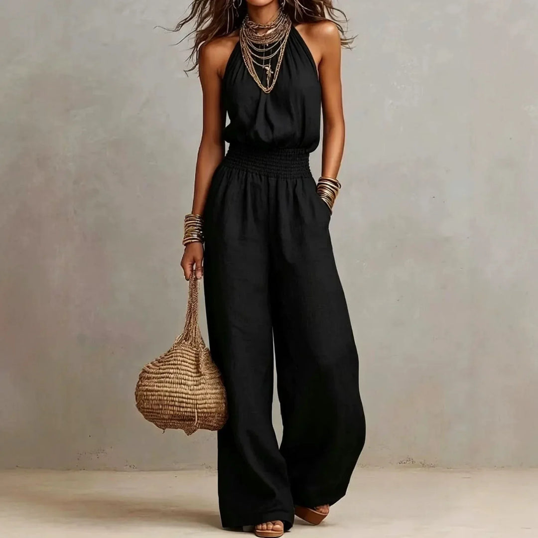 Sleeveless Halter Wide Leg Jumpsuit for Women