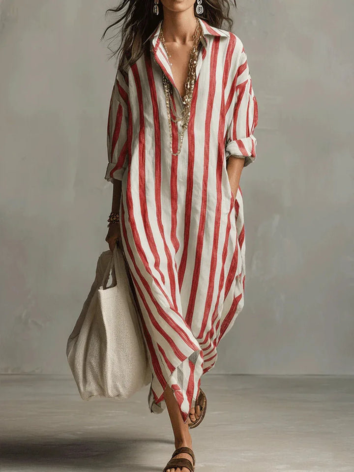 Striped Maxi Shirt Dress for Women