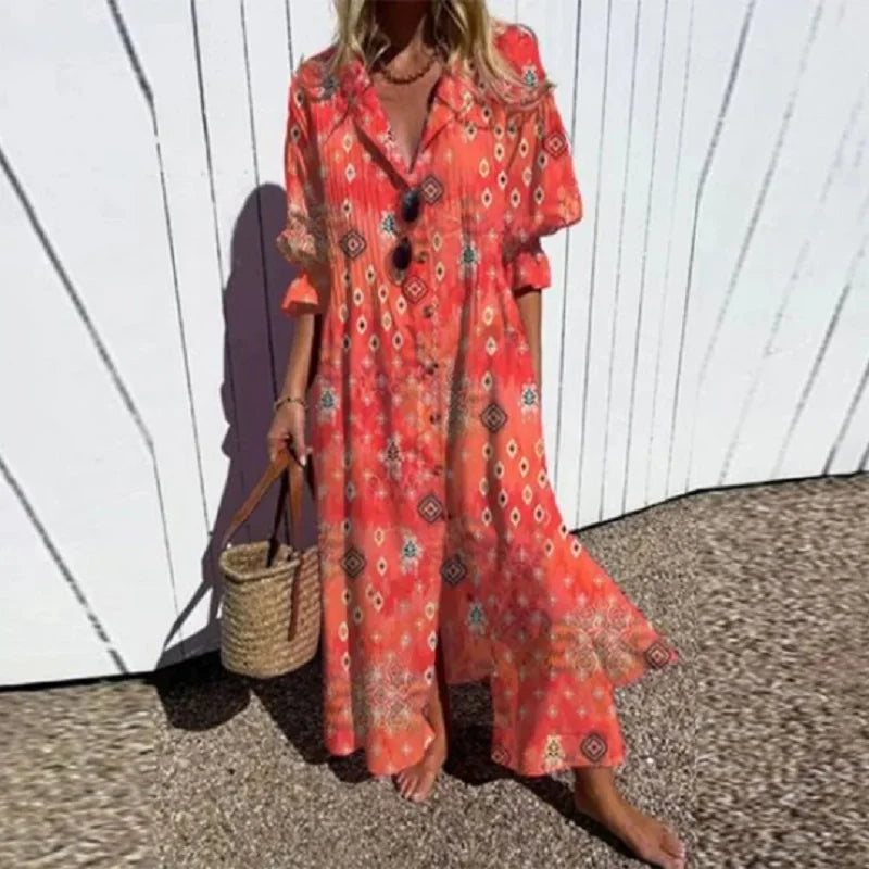 Printed Boho Maxi Dress for Women