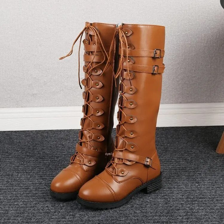 Lace-Up Buckle Ankle Boots for Women