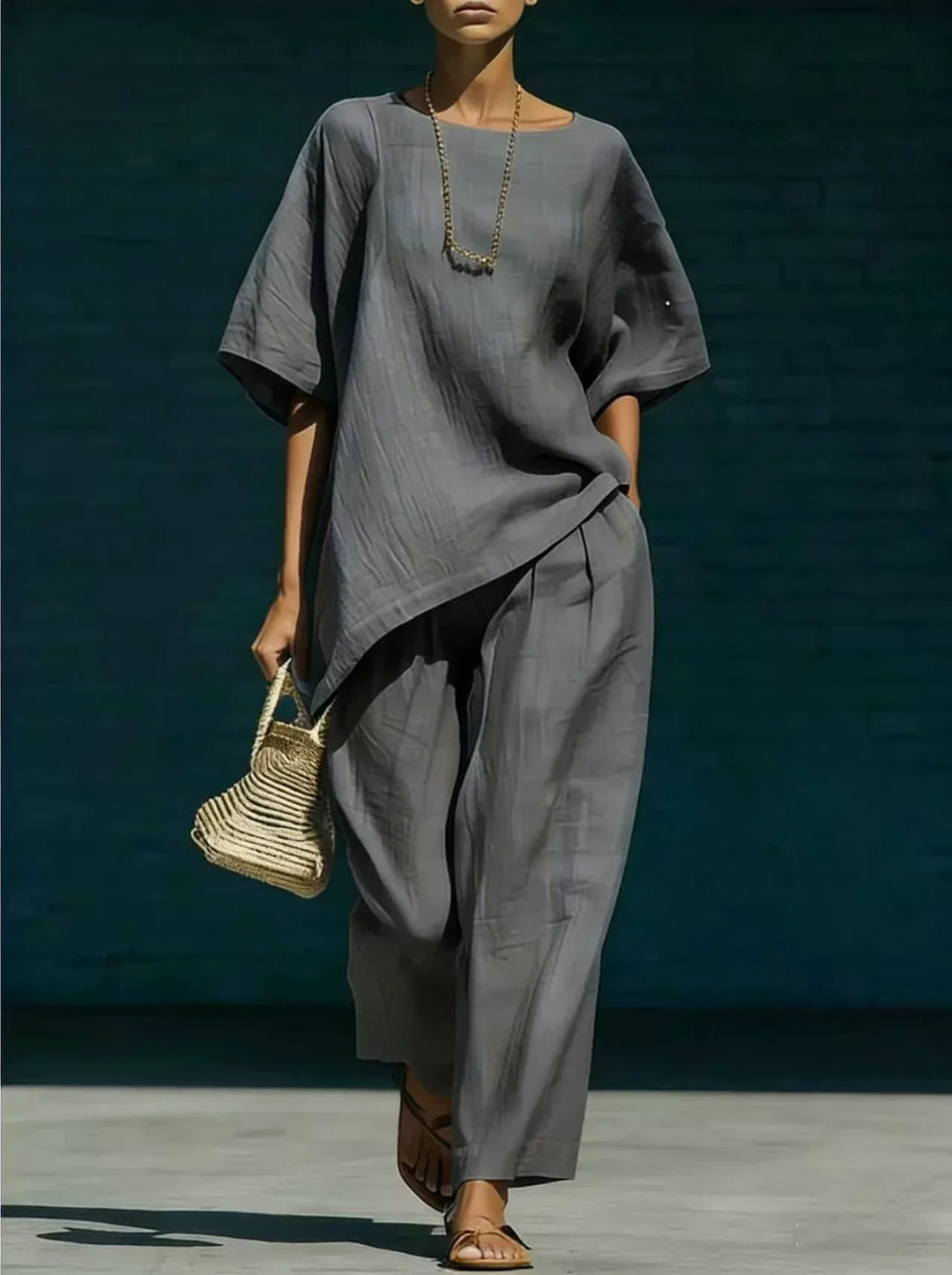 Relaxed Two Piece Top and Pants Set for Women