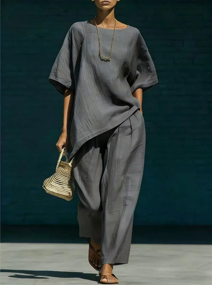 Relaxed Two Piece Top and Pants Set for Women