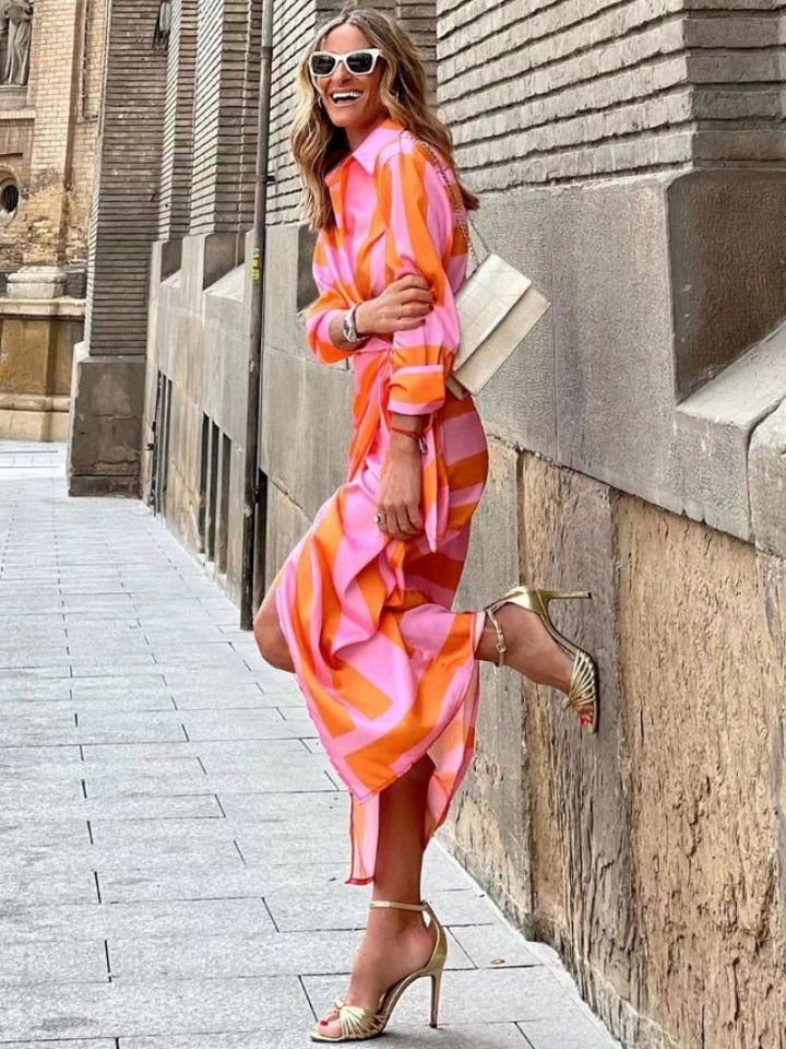 Chic Summer Dress with Stylish Wrap and Elegant Collar
