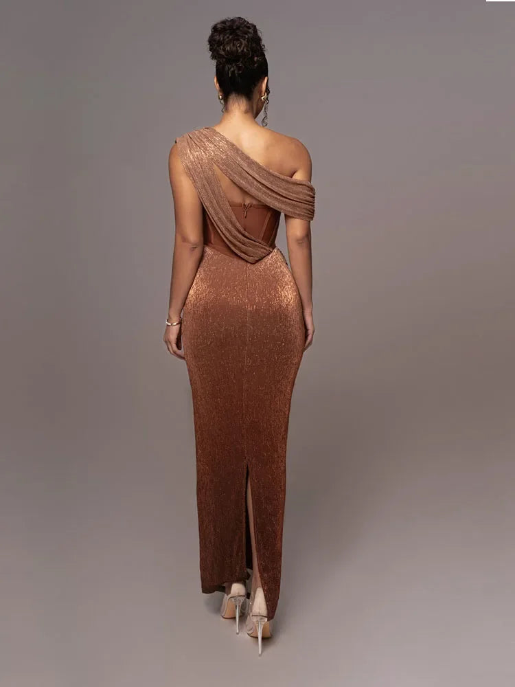 One-Shoulder Bodycon Maxi Dress for Women