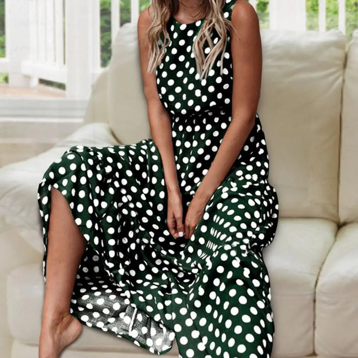 Chic Polka Dot Maxi Dress for Women with Comfortable Fit