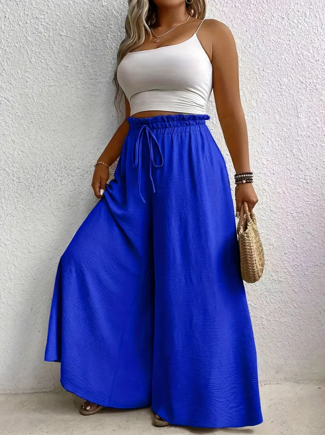 Solid Color Drawstring Loose Fit Pants for Women