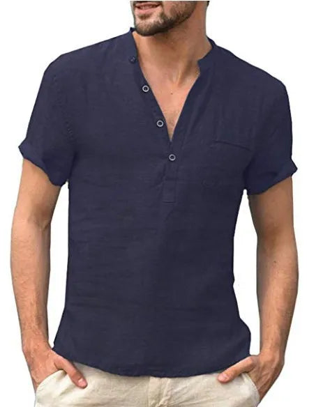 Short Sleeve Linen Shirt for Men