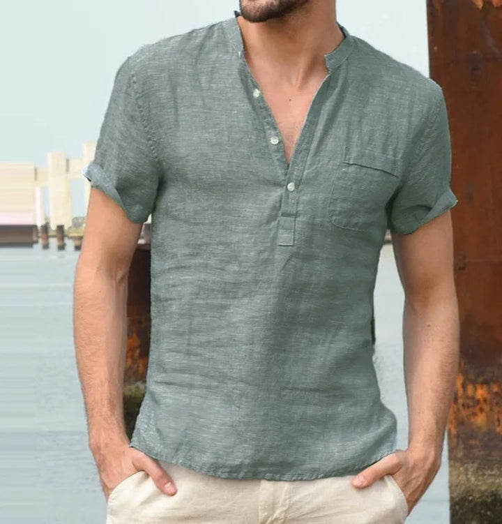 Short Sleeve Linen Shirt for Men