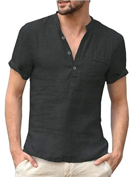 Short Sleeve Linen Shirt for Men