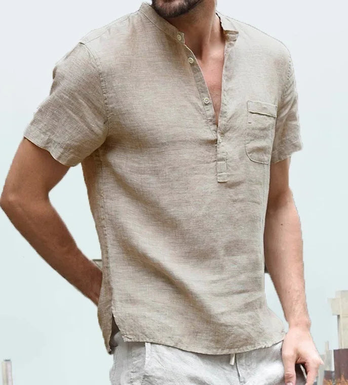 Short Sleeve Linen Shirt for Men