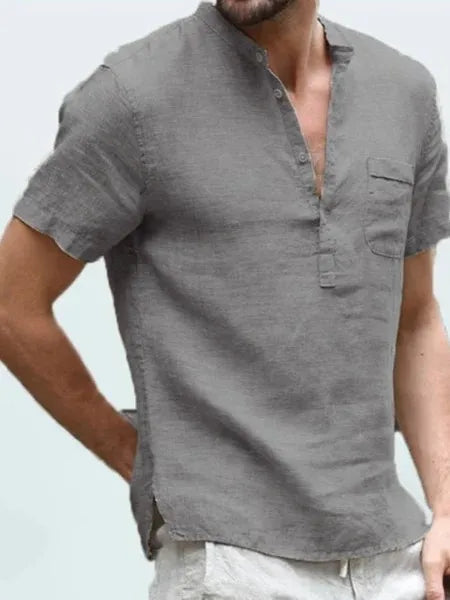 Short Sleeve Linen Shirt for Men