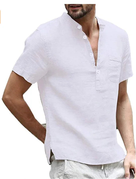 Short Sleeve Linen Shirt for Men